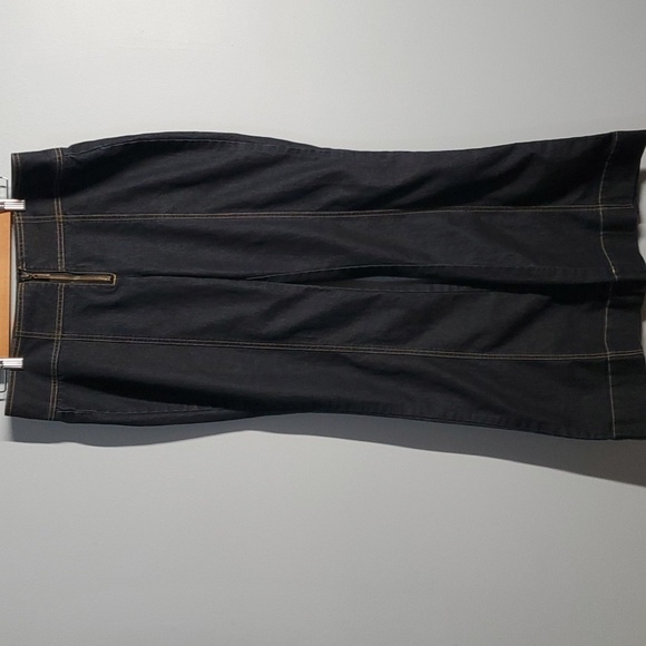 Bisou Bisou Michele Bohbot Jeans womens sz 12 black zipper front no buttons wide - Picture 3 of 11